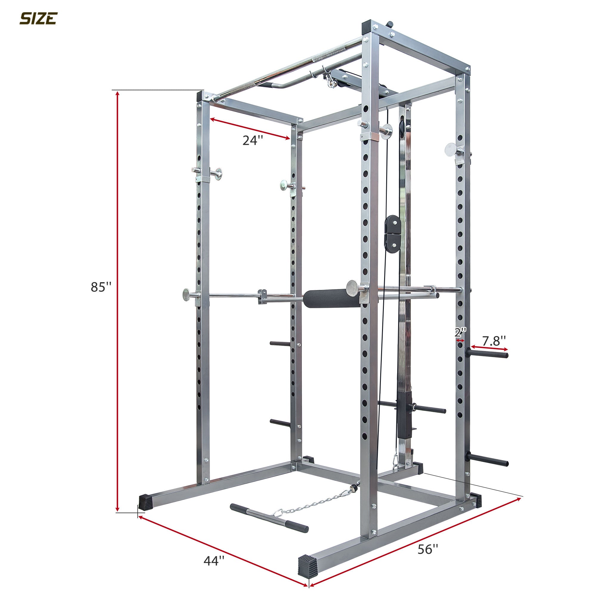 Multi-Function Power Cage with Lat Pull-Down and Low Row Home Gym Equipement