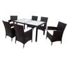 7-piece Outdoor Patio Rattan Furniture Set with Beige Cushion