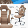 High Back Executive Sport Race Office Chair with Flip-Up Arms, Camel