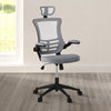 RaDEWAY Modern High-Back Mesh Executive Office Chair with Headrest and Flip-Up Arms, Silver Grey