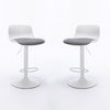 Bar Stools Set of 2 for Kitchen Counter Adjustable Counter Height, Tall Barstools Kitchen Island Stools, White, with Cushion