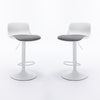 Bar Stools Set of 2 for Kitchen Counter Adjustable Counter Height, Tall Barstools Kitchen Island Stools, White, with Cushion