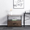 WOOD FILE CABINET WITH METAL FRAME MELAMINE BOARD 2 DRAWERS LATERAL FILLING CABINET FOR LETTER LEGAL