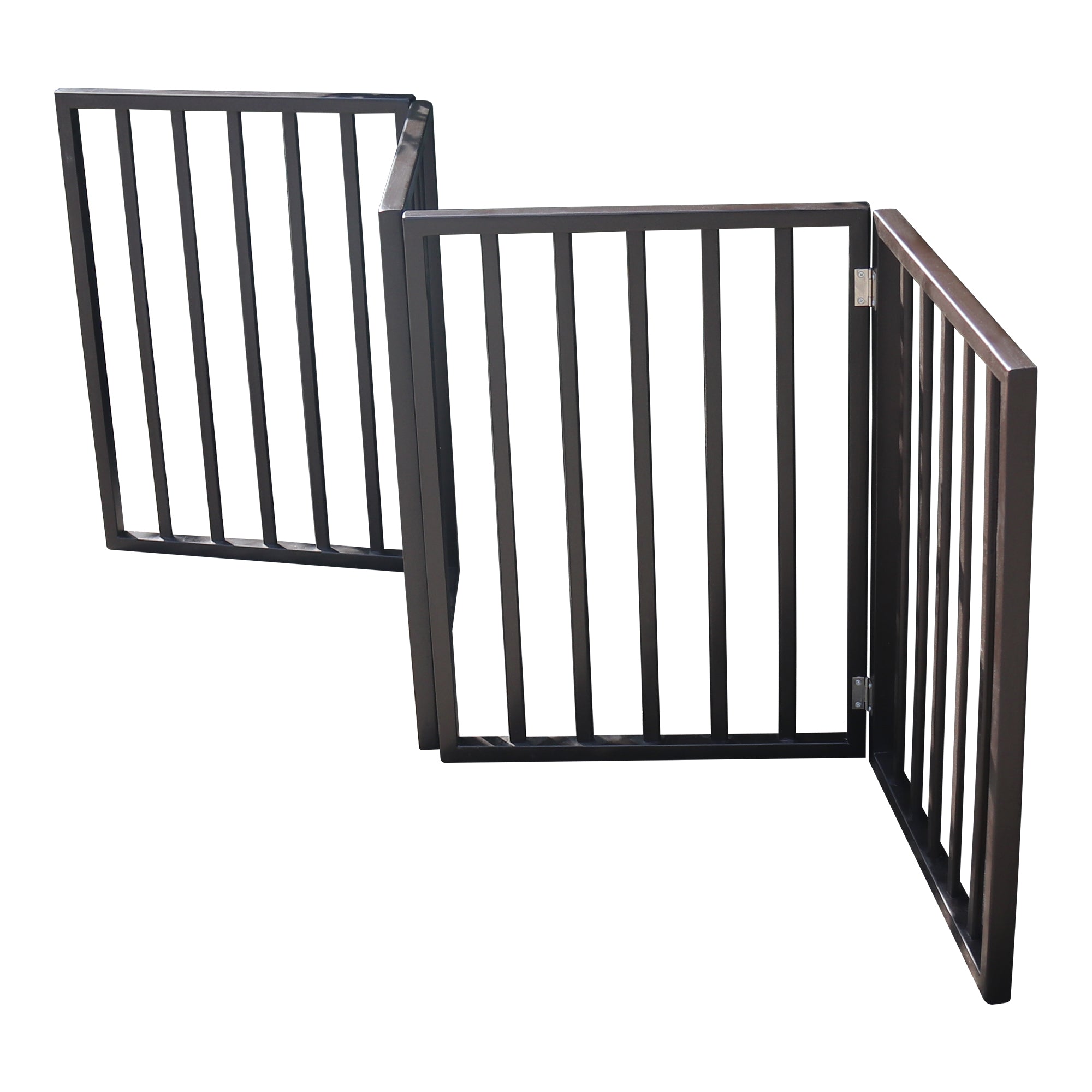 Pet Gate – Dog Gate for Doorways, Stairs or House – Freestanding, Folding，brown,Arc Wooden