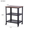 Industrial End Table, 3-Tier Side Table with Storage Shelf, wheel，Sturdy, Easy Assembly, Wood Look Accent Furniture, with Metal Frame, Rustic Brown