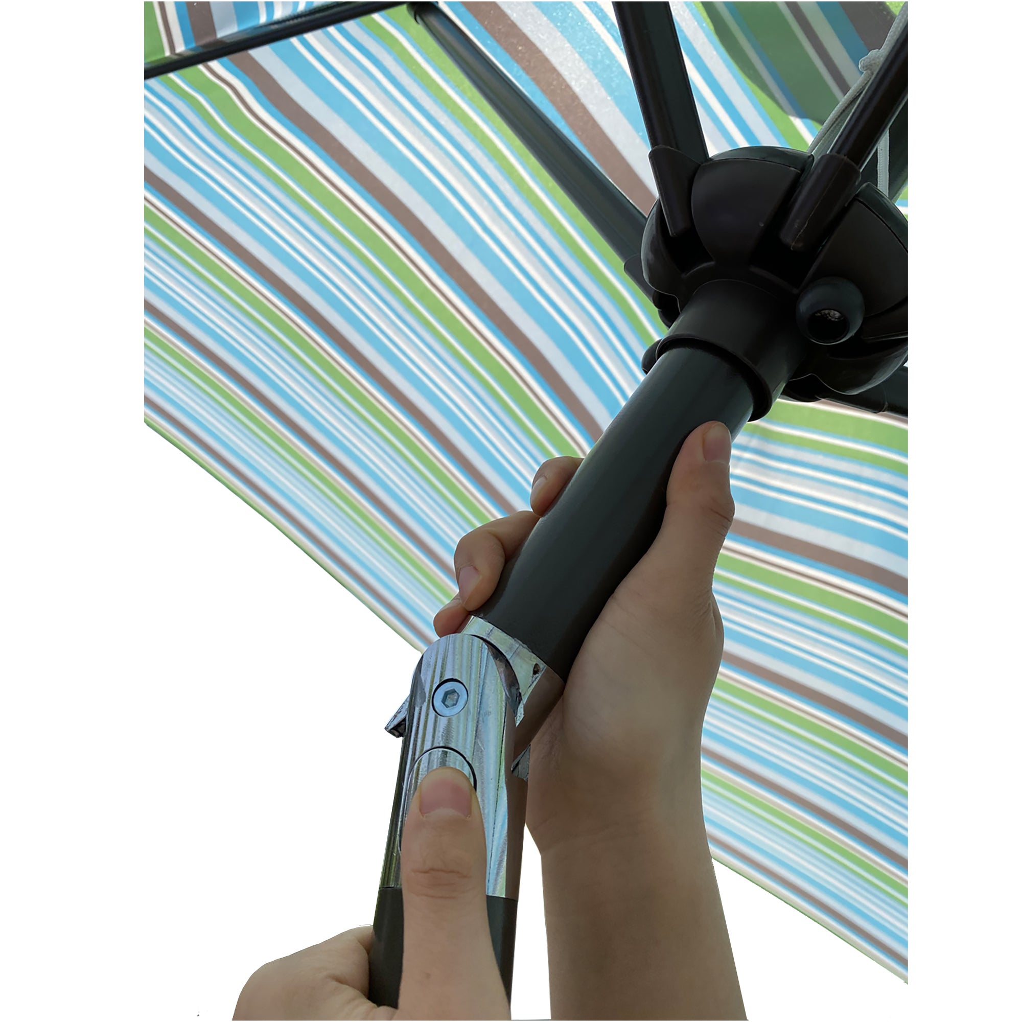 RaDEWAY Outdoor Patio 9-Feet Market Table Umbrella with Push Button Tilt and Crank