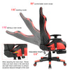 RaDEWAY Gaming Chair With Footrest, Ergonomic High-Back Leather Racing Computer Chair Home Office Chair With Headrest, Footrest and Lumbar Support