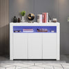 Living Room Sideboard Storage Cabinet Black High Gloss with LED Light, Modern Kitchen Unit Cupboard Buffet Wooden Storage Display Cabinet TV Stand with 3 Doors for Hallway Dining Room