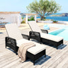 Outdoor patio pool PE rattan wicker sun lounger adjustable backrest