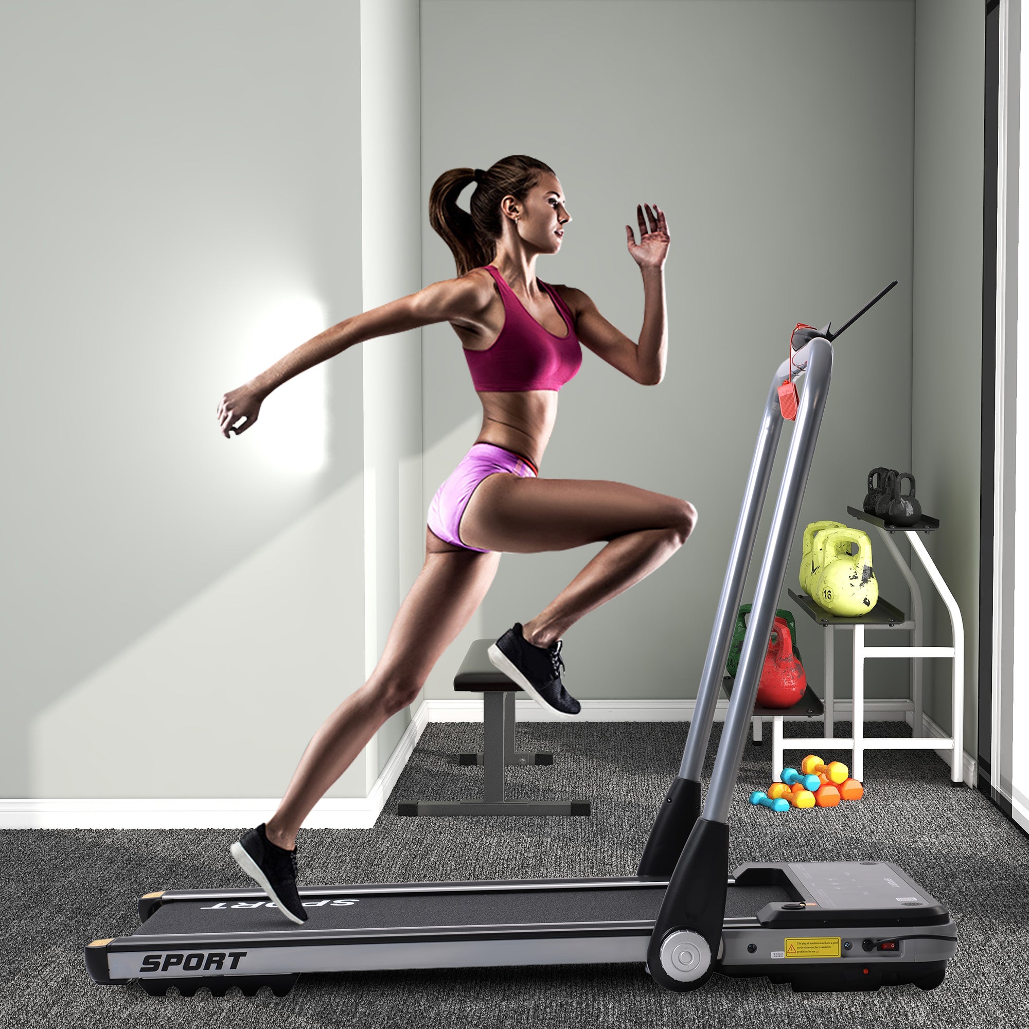 Horizontally Foldable Electric Treadmill Motorized Running Machine
