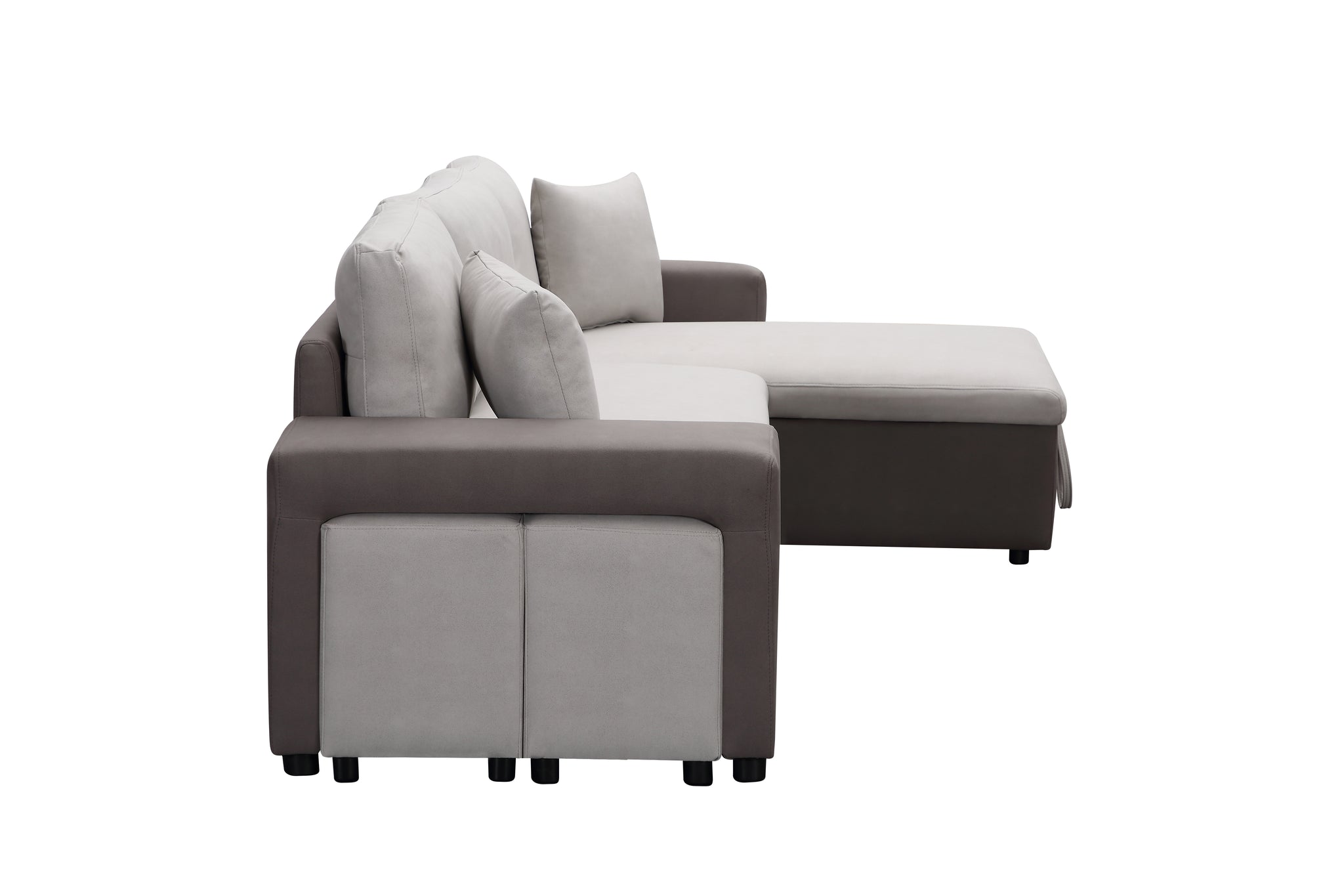 RaDEWAY 92.5"Reversible Sleeper with 2 Stools and Storage Leathaire