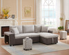 RaDEWAY 92.5"Reversible Sleeper with 2 Stools and Storage Leathaire