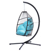 Patio Wicker Folding Hanging Chair,Rattan Swing Hammock Egg Chair With C Type Bracket,With Cushion And Pillow,For Indoor,Outdoor