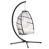 Patio Wicker Folding Hanging Chair,Rattan Swing Hammock Egg Chair With C Type Bracket,With Cushion And Pillow,For Indoor,Outdoor