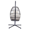 Patio Wicker Folding Hanging Chair,Rattan Swing Hammock Egg Chair With C Type Bracket,With Cushion And Pillow,For Indoor,Outdoor