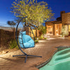 Patio Wicker Folding Hanging Chair,Rattan Swing Hammock Egg Chair With C Type Bracket,With Cushion And Pillow,For Indoor,Outdoor