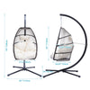 Patio Wicker Folding Hanging Chair,Rattan Swing Hammock Egg Chair With C Type Bracket,With Cushion And Pillow,For Indoor,Outdoor