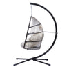 Patio Wicker Folding Hanging Chair,Rattan Swing Hammock Egg Chair With C Type Bracket,With Cushion And Pillow,For Indoor,Outdoor