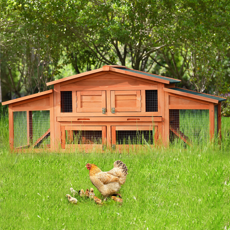 TOPMAX 70-Inch Wood Rabbit Hutch Outdoor Pet - Side View