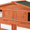 TOPMAX 70-Inch Wood Rabbit Hutch Outdoor Pet House Chicken Coop for Small Animals with 2 Run Play Area