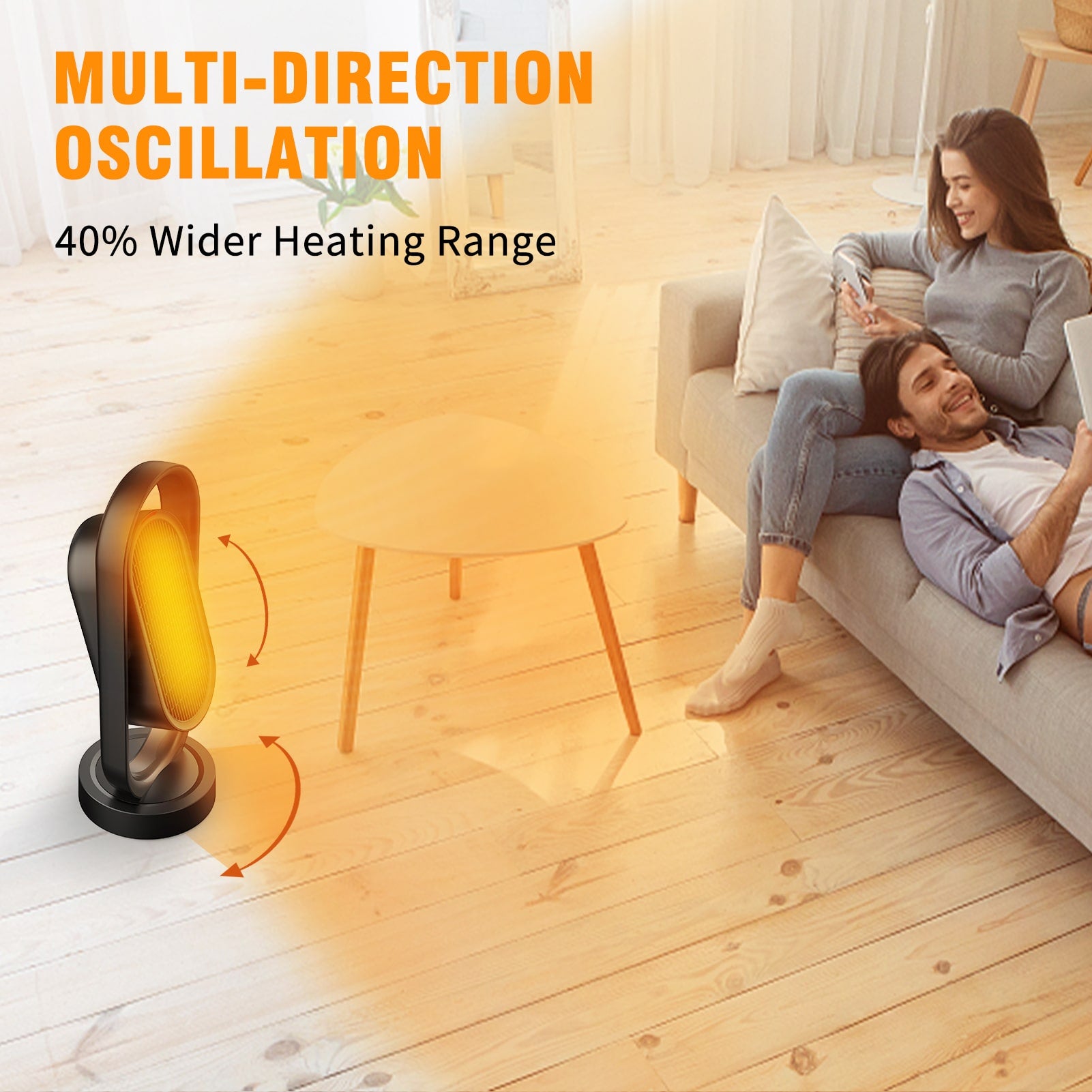 1500W Space Heater, Dual Oscillating, 2S Quick Heat Up, 8H Timer, Remote Control, Portable Heater Fan for Office Home Indoor