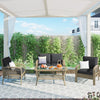 RaDEWAY 4 Piece Rattan Sofa Seating Group with Cushions, Outdoor Ratten sofa