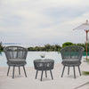 outdoor Swivel Rope Chair 3PCS Rattan Chair woven-belt rope