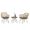 RaDEWAY Modern Rattan Coffee Chair Table Set 3 PCS