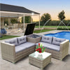 RaDEWAY 4 Piece Patio Sectional Wicker Rattan Outdoor Furniture Sofa Set with Storage Box Grey