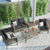 RaDEWAY 4 Piece Rattan Sofa Seating Group with Cushions, Outdoor Ratten sofa