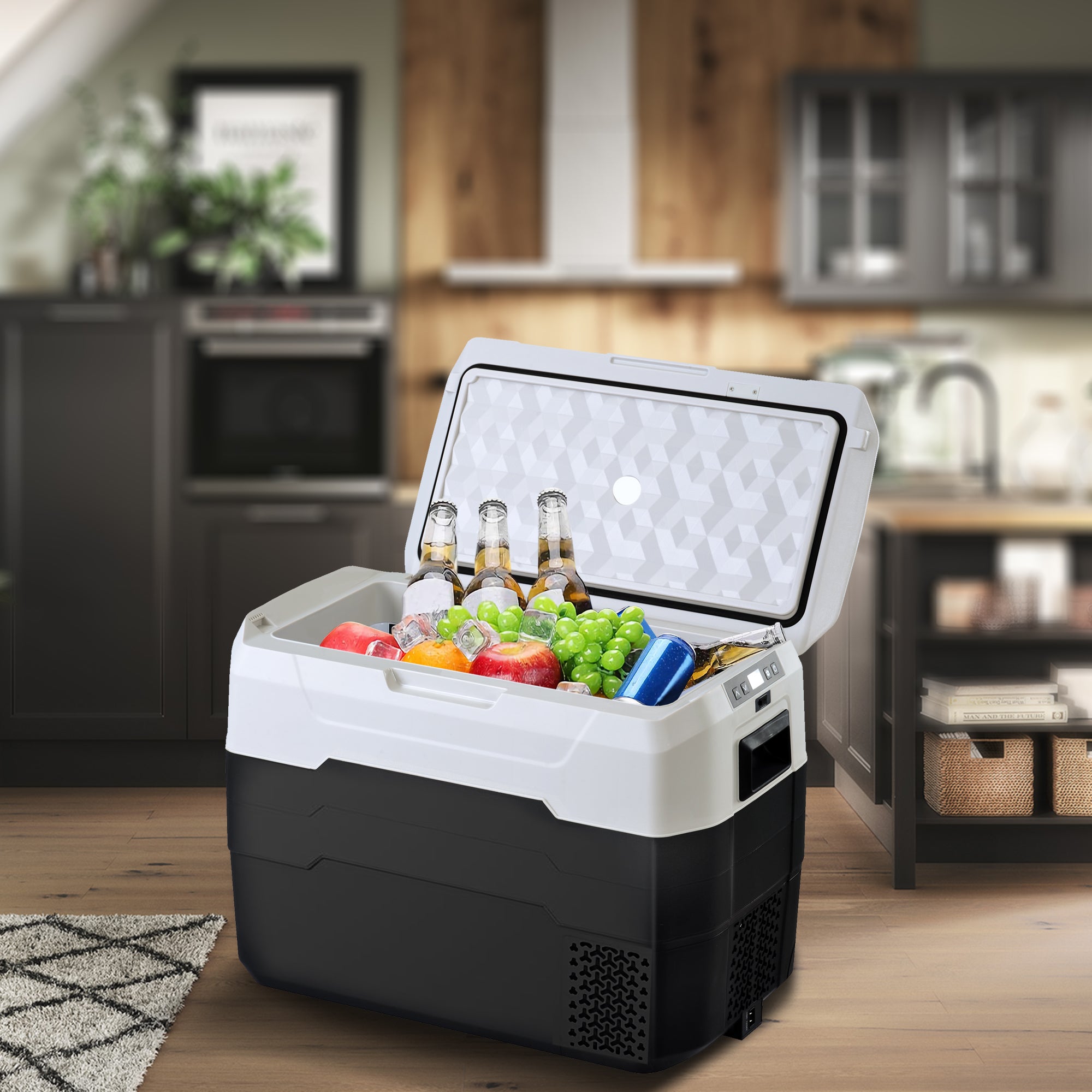 Car Fridge Portable Freezer Cooler with 12/24V DC, Travel Refrigerator for Vehicles, Car, Truck, RV, Camping BBQ, Patio Picnic and Fishing Outdoor