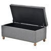 Upholstered Flip Top Storage Bench with Tufted Top, Rubber wood legs