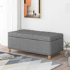 Upholstered Flip Top Storage Bench with Tufted Top, Rubber wood legs