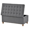Upholstered Flip Top Storage Bench with Tufted Top, Rubber wood legs