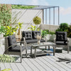 Patio 4PCs Sectional Wicker Conversation Set with Glass Storage Table