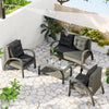 Patio 4PCs Sectional Wicker Conversation Set with Glass Storage Table