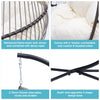 Patio Wicker Folding Hanging Chair,Rattan Swing Hammock Egg Chair With C Type Bracket,With Cushion And Pillow,For Indoor,Outdoor