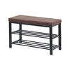 Shoe Bench, 3-Tier Shoe Rack for Entryway, Storage Organizer with Foam Padded Seat, Faux Leather, Metal Frame, for Living Room, Hallway, 31.5 x 11.8 x 19.7 Inches