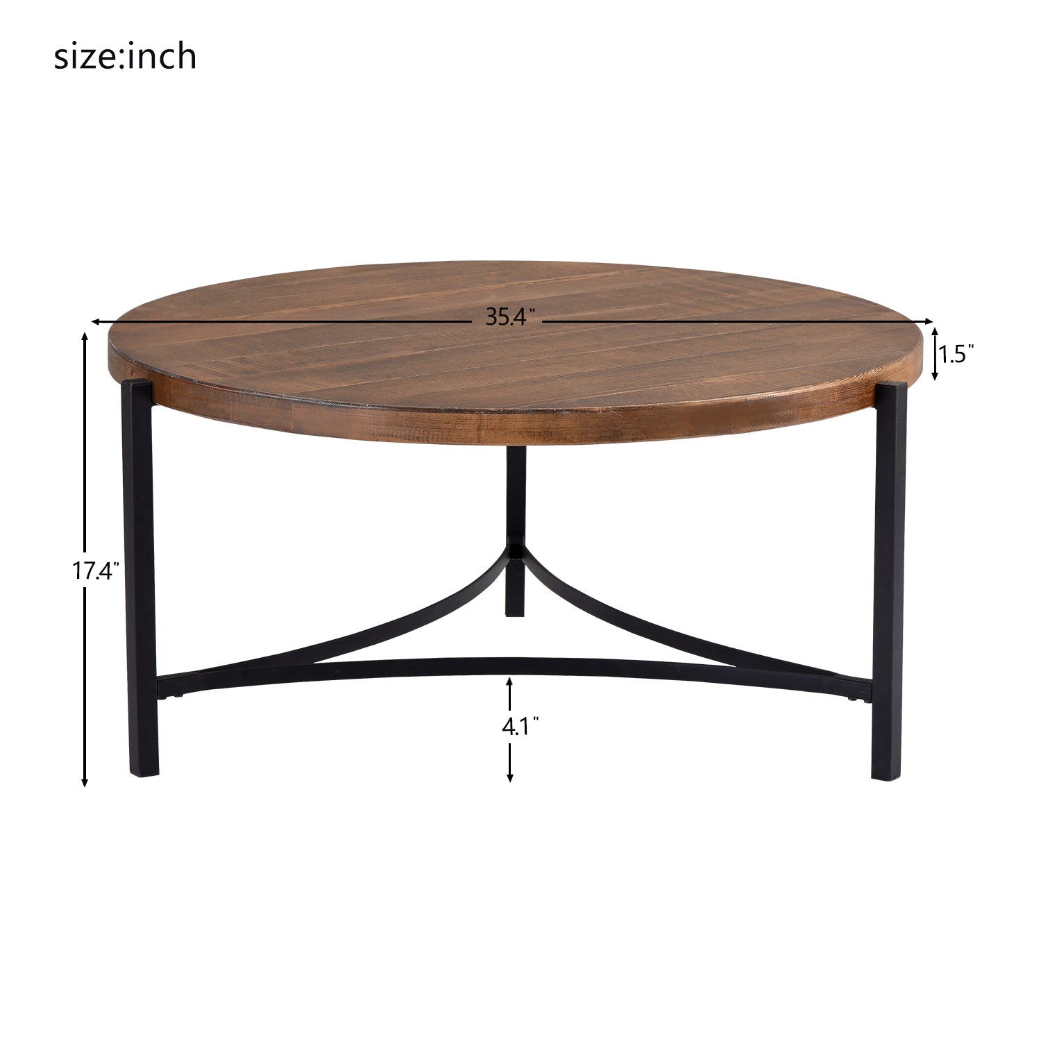 Round Coffee Table Industrial Style Tea Table Metal Frame for Living Room, 35.4 inch, Easy Assembly