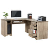 L-shaped Office Desk Computer Desk with Storage and Shelf Study/Writing Desk for Home (Brown)