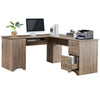 L-shaped Office Desk Computer Desk with Storage and Shelf Study/Writing Desk for Home (Brown)