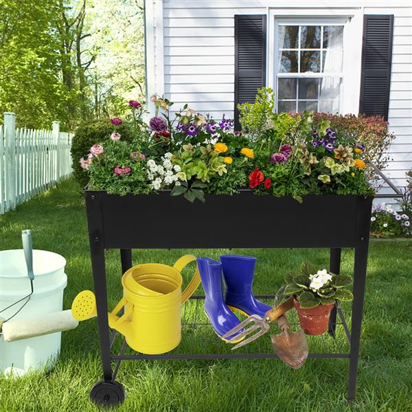 Mobile Metal Raised Garden Bed Cart with Legs - Image 8