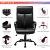 High Back Office Chair - Executive Bonded Leather Computer Desk Swivel Task Chair W/Rocking Function, Black