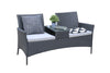 RaDEWAY Patio Wicker Loveseat with Build-in Coffee Table