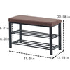 Shoe Bench, 3-Tier Shoe Rack for Entryway, Storage Organizer with Foam Padded Seat, Faux Leather, Metal Frame, for Living Room, Hallway, 31.5 x 11.8 x 19.7 Inches