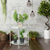 Glass Top End Table with Storage,Round Multi-Tiered Plant Stand