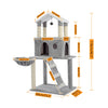 Multi-Level Cat Tree Tower Play House with Sisal Scratching Posts, Deluxe Condo and Plush Basket Bed Hammock Replaceable Dangling Ball