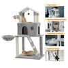 Multi-Level Cat Tree Tower Play House with Sisal Scratching Posts, Deluxe Condo and Plush Basket Bed Hammock Replaceable Dangling Ball