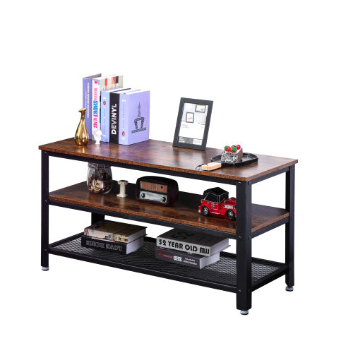 Industrial TV Table with Storage Shelf Wood Look Accent Furniture
