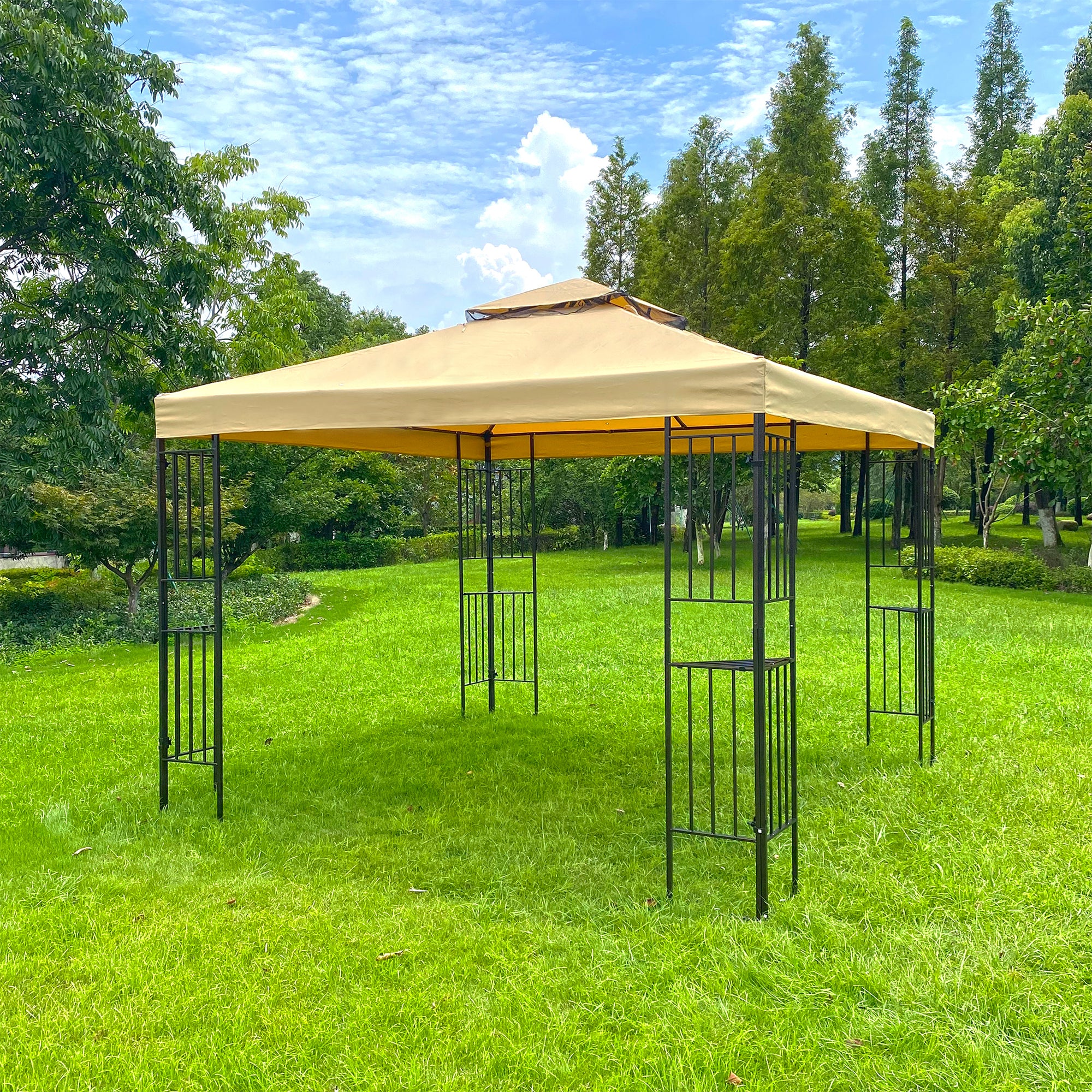 Outdoor Patio Gazebo Canopy Tent With Double Roof And Mosquito Net